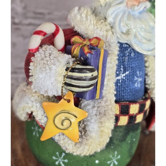 Old World Santa Gifts VTG Design Fabric Mache Roly Poly Christmas Ornament 6" - Picture 4 of 8
